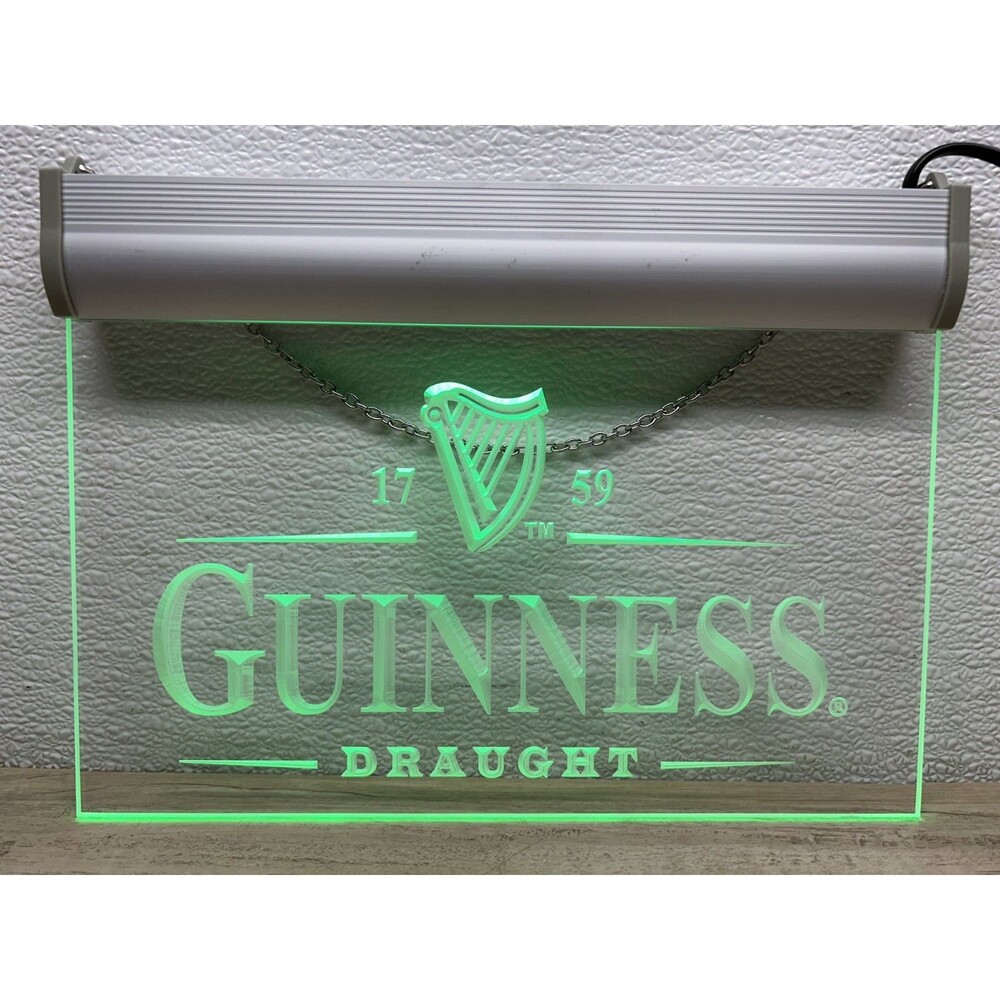 Guiness Draught 1759 Green LED Neon Dublin Ireland Beer Logo Sign Wall Decor